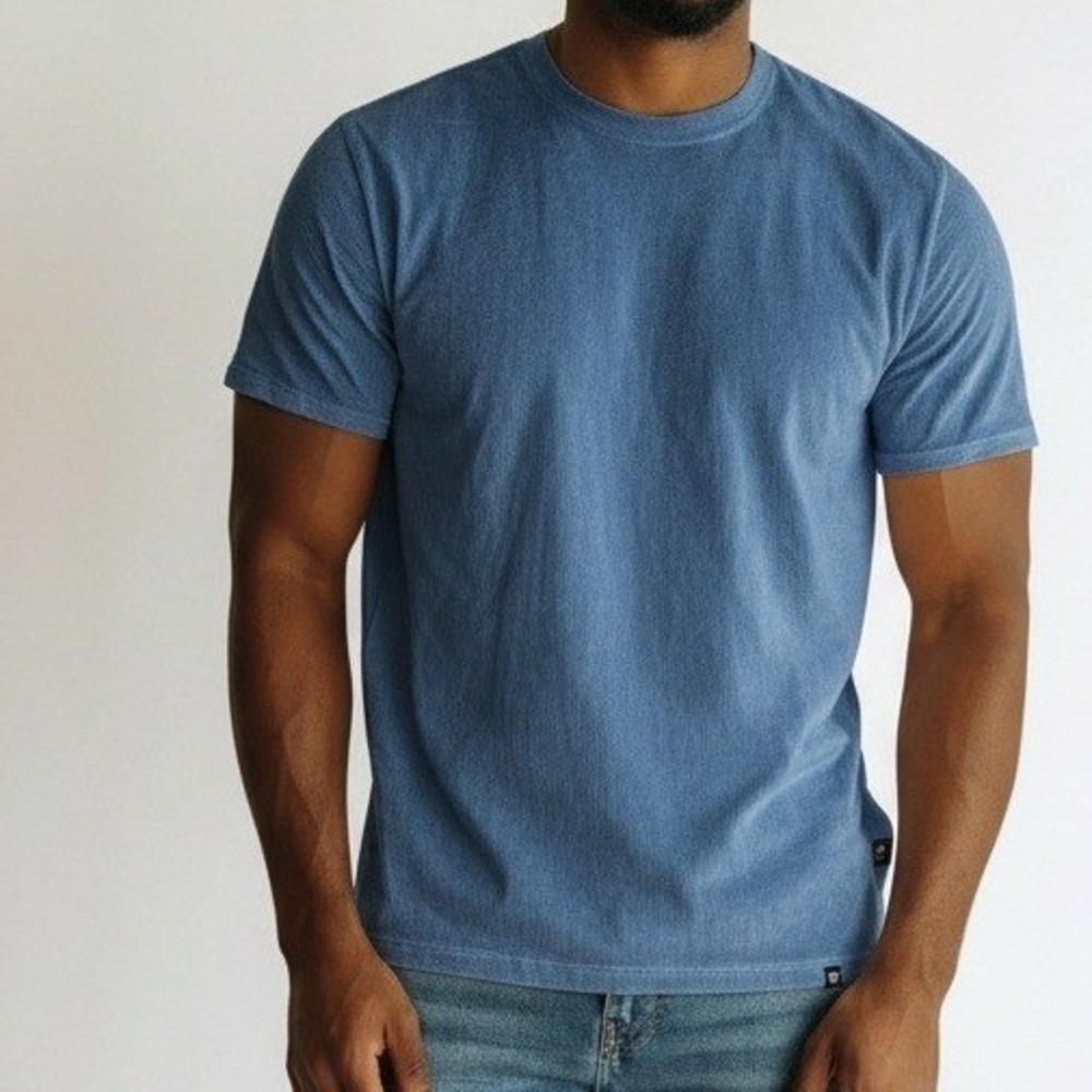 Stacy Adams Mens XL Blue Textured Ribbed Short‎ Sleeve Crewneck T-Shirt